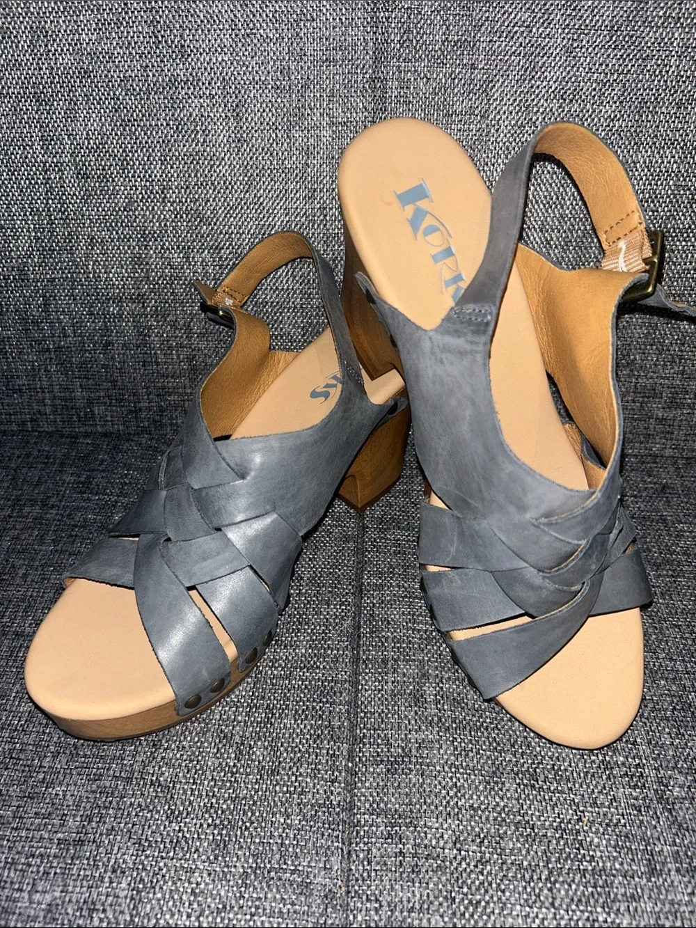 NEW - Kork-Ease Woven Slingback Clogs in Slate Blue